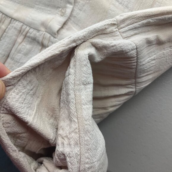 Neuflora Small Textured Plaid Tiered Maxi Dress Soft Beige Minimalist - Picture 9 of 12